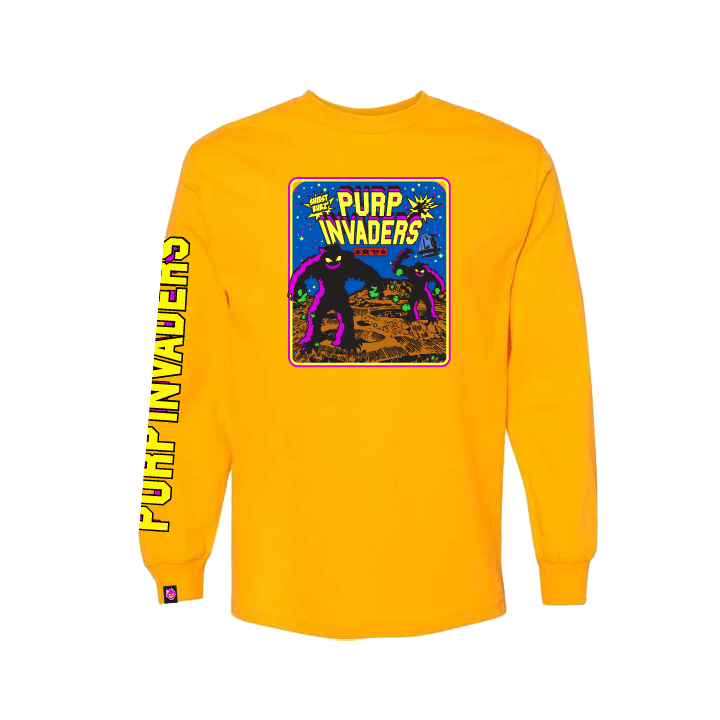 Purp Invaders Episode 1 Long Sleeve Gold T Shirt